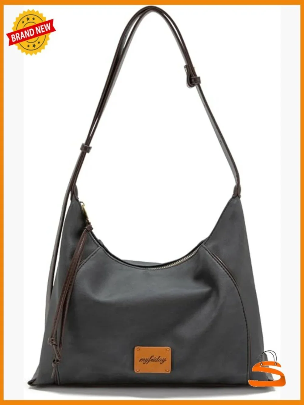 Crossbody Hobo Handbag with Coin Purse - Faux Leather Shoulder Bag, Medium